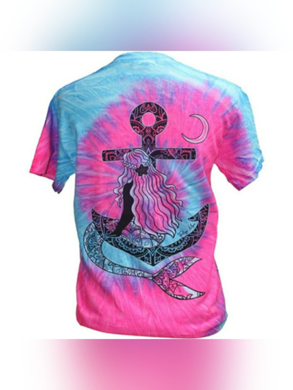 Southern Attitude "Tortuga Moon Mermaid Anchor" Tie Dye T-Shirt